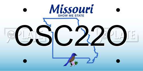 CSC22O Missouri License Plate