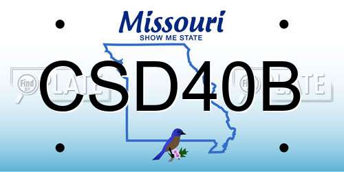 CSD40B Missouri License Plate