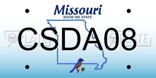 CSDA08 Missouri License Plate