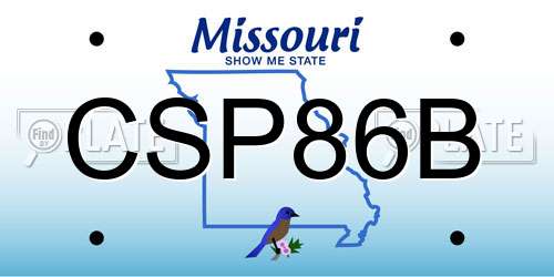 CSP86B Missouri License Plate