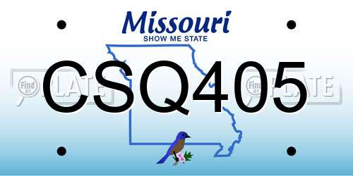 CSQ405 Missouri License Plate