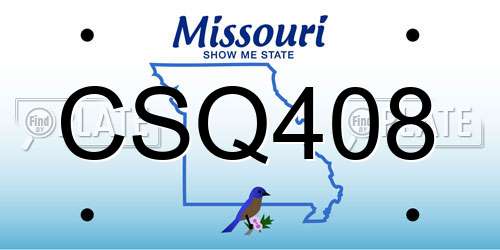 CSQ408 Missouri License Plate