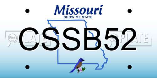 CSSB52 Missouri License Plate