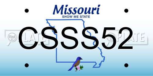 CSSS52 Missouri License Plate