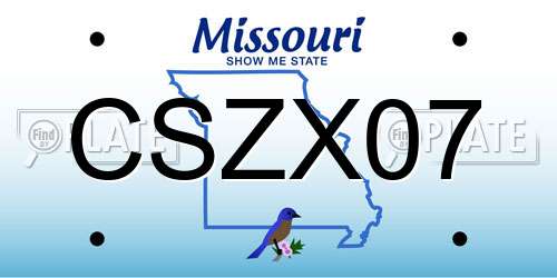 CSZX07 Missouri License Plate