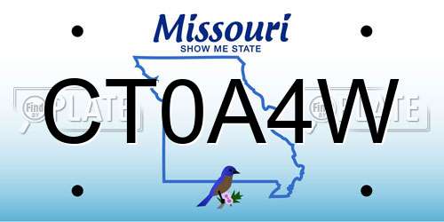 CT0A4W Missouri License Plate