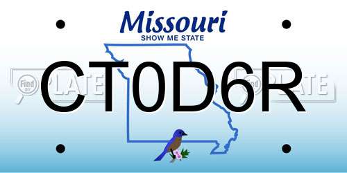 CT0D6R Missouri License Plate