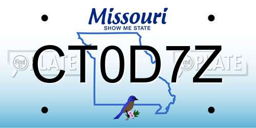 CT0D7Z Missouri License Plate