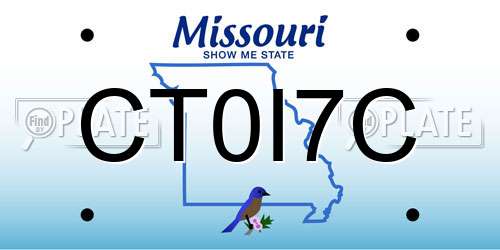 CT0I7C Missouri License Plate