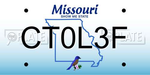 CT0L3F Missouri License Plate