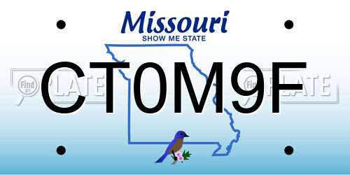 CT0M9F Missouri License Plate