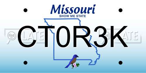 CT0R3K Missouri License Plate