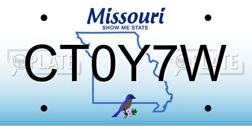 CT0Y7W Missouri License Plate