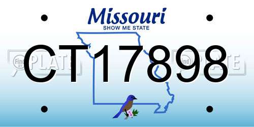 CT17898 Missouri License Plate