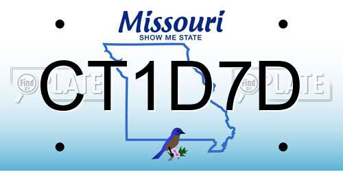 CT1D7D Missouri License Plate
