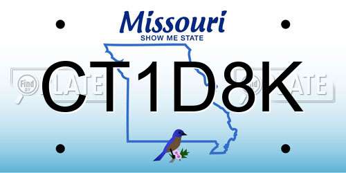 CT1D8K Missouri License Plate