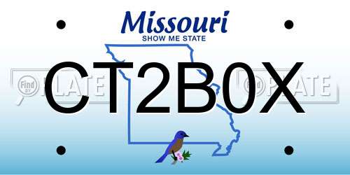 CT2B0X Missouri License Plate