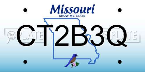 CT2B3Q Missouri License Plate