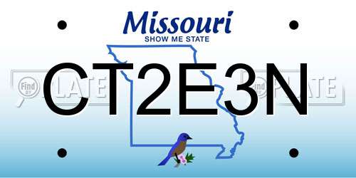 CT2E3N Missouri License Plate
