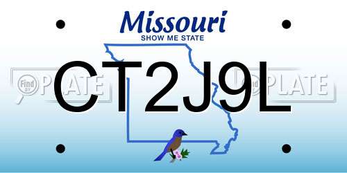 CT2J9L Missouri License Plate