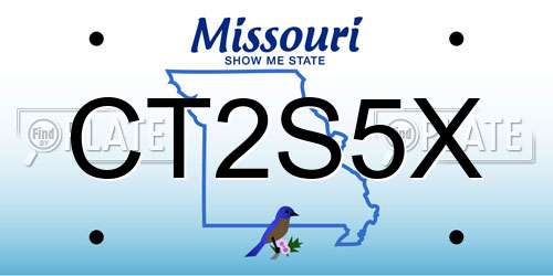 CT2S5X Missouri License Plate