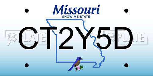 CT2Y5D Missouri License Plate