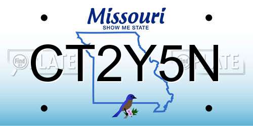 CT2Y5N Missouri License Plate