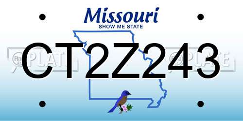CT2Z243 Missouri License Plate