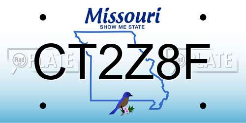 CT2Z8F Missouri License Plate