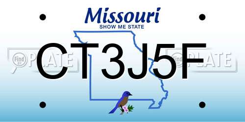 CT3J5F Missouri License Plate