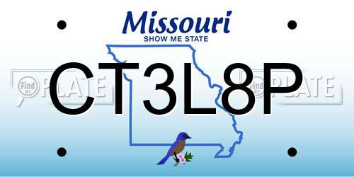 CT3L8P Missouri License Plate