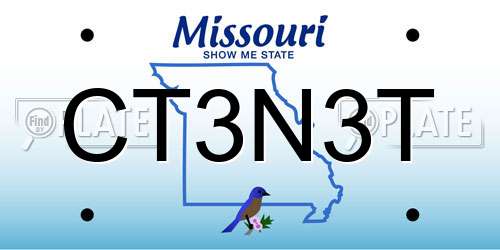 CT3N3T Missouri License Plate