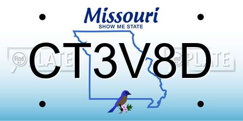 CT3V8D Missouri License Plate