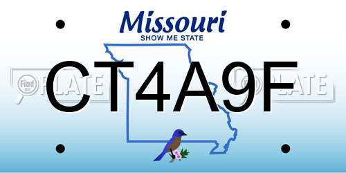 CT4A9F Missouri License Plate