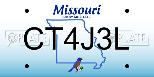 CT4J3L Missouri License Plate