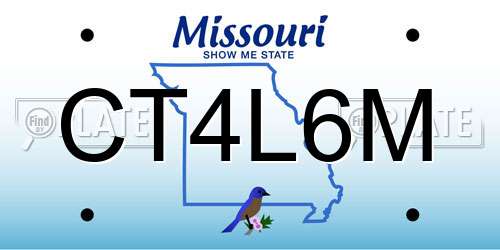 CT4L6M Missouri License Plate