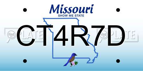 CT4R7D Missouri License Plate