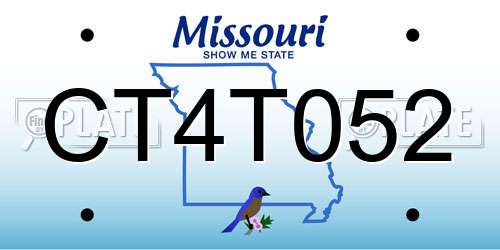 CT4T052 Missouri License Plate