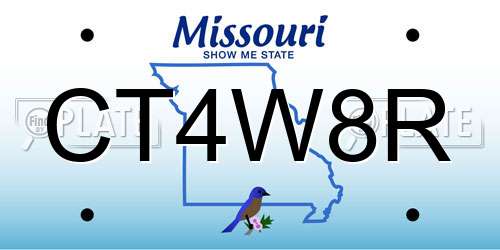 CT4W8R Missouri License Plate