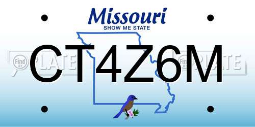 CT4Z6M Missouri License Plate