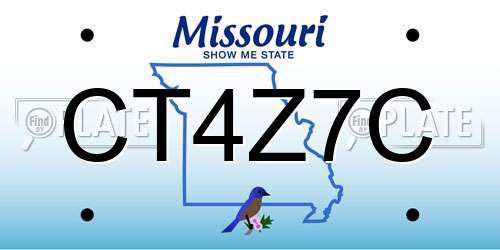 CT4Z7C Missouri License Plate