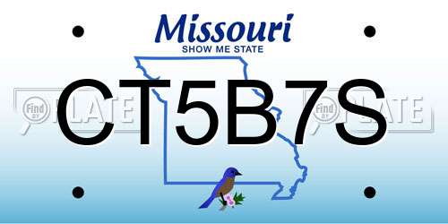 CT5B7S Missouri License Plate