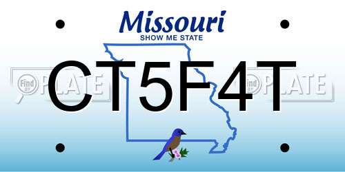 CT5F4T Missouri License Plate