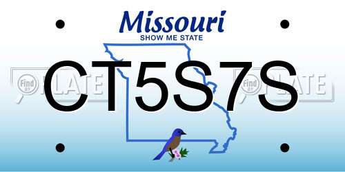 CT5S7S Missouri License Plate