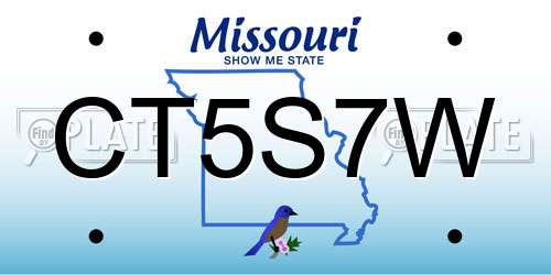 CT5S7W Missouri License Plate