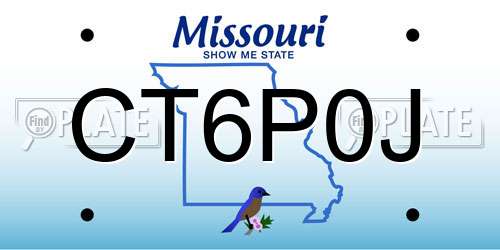 CT6P0J Missouri License Plate