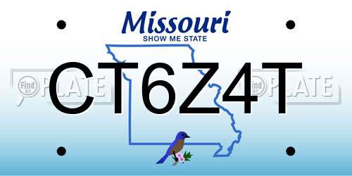 CT6Z4T Missouri License Plate