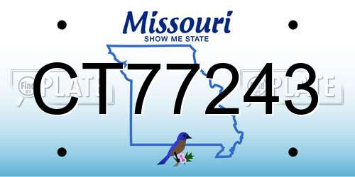 CT77243 Missouri License Plate