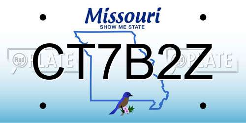 CT7B2Z Missouri License Plate