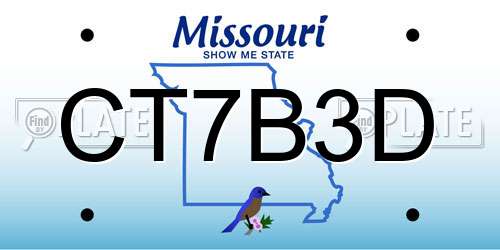 CT7B3D Missouri License Plate